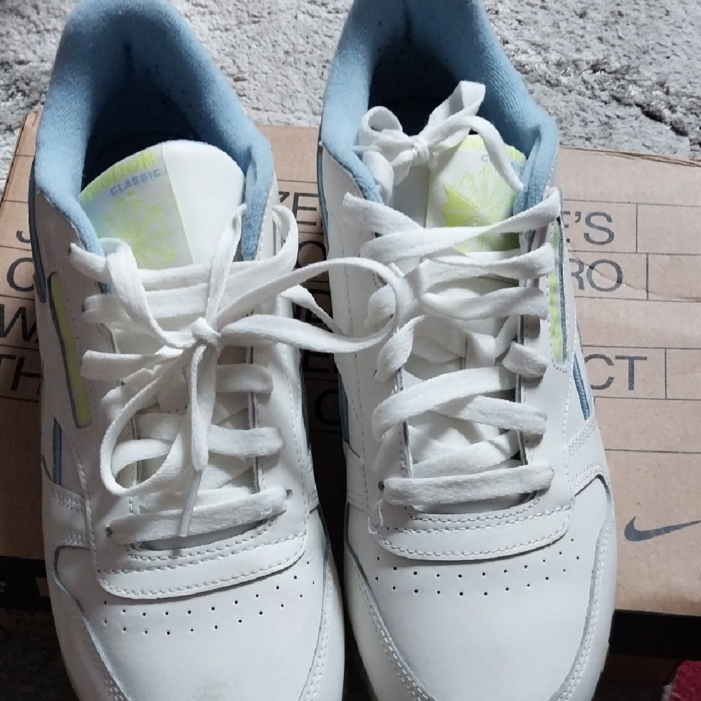 Reebok Light Blue and White Sneakers